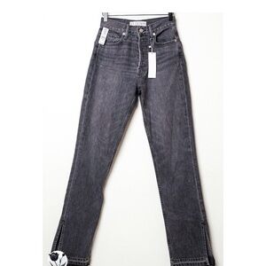 NWT EB Denim Black Two Jean Size 27 Inseam 33 High Rise Straight Made in USA